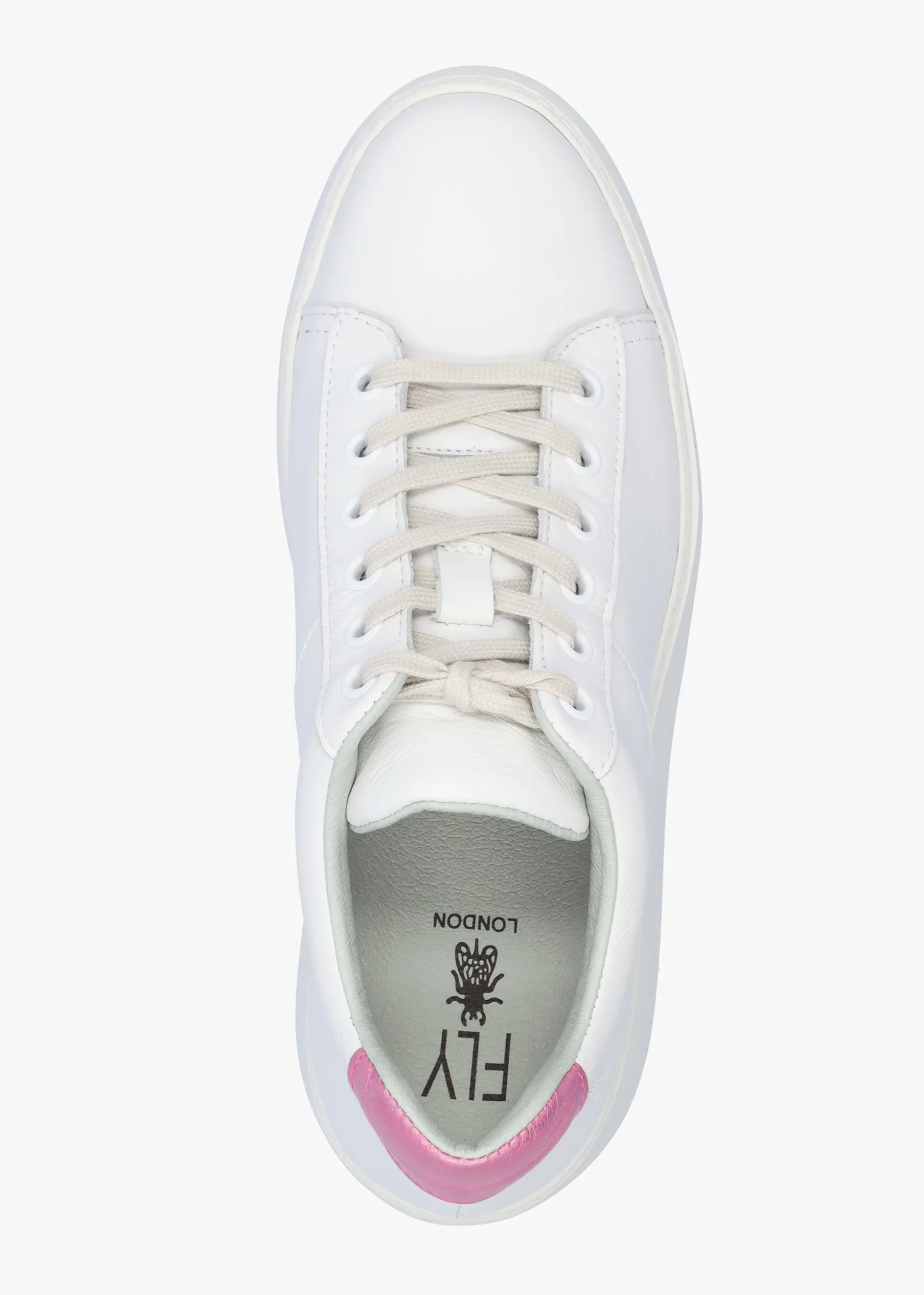 Delf White Pink Leather Wedge Trainers