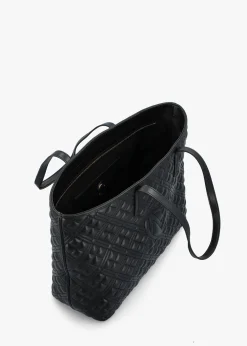 Diamond Quilt Black Tote Bag