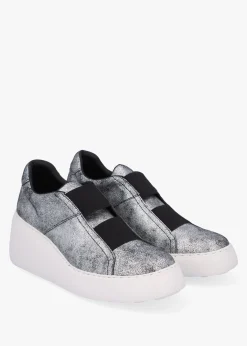Dito II Silver Leather Wedge Trainers