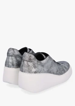 Dito II Silver Leather Wedge Trainers