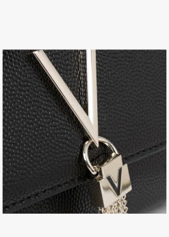 Divina Black Gold Pebbled Shoulder Bag