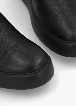 Dova Black Full Grain Leather Wedge Knee Boots
