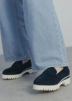 Ebonee Off Navy Suede Chunky Loafers