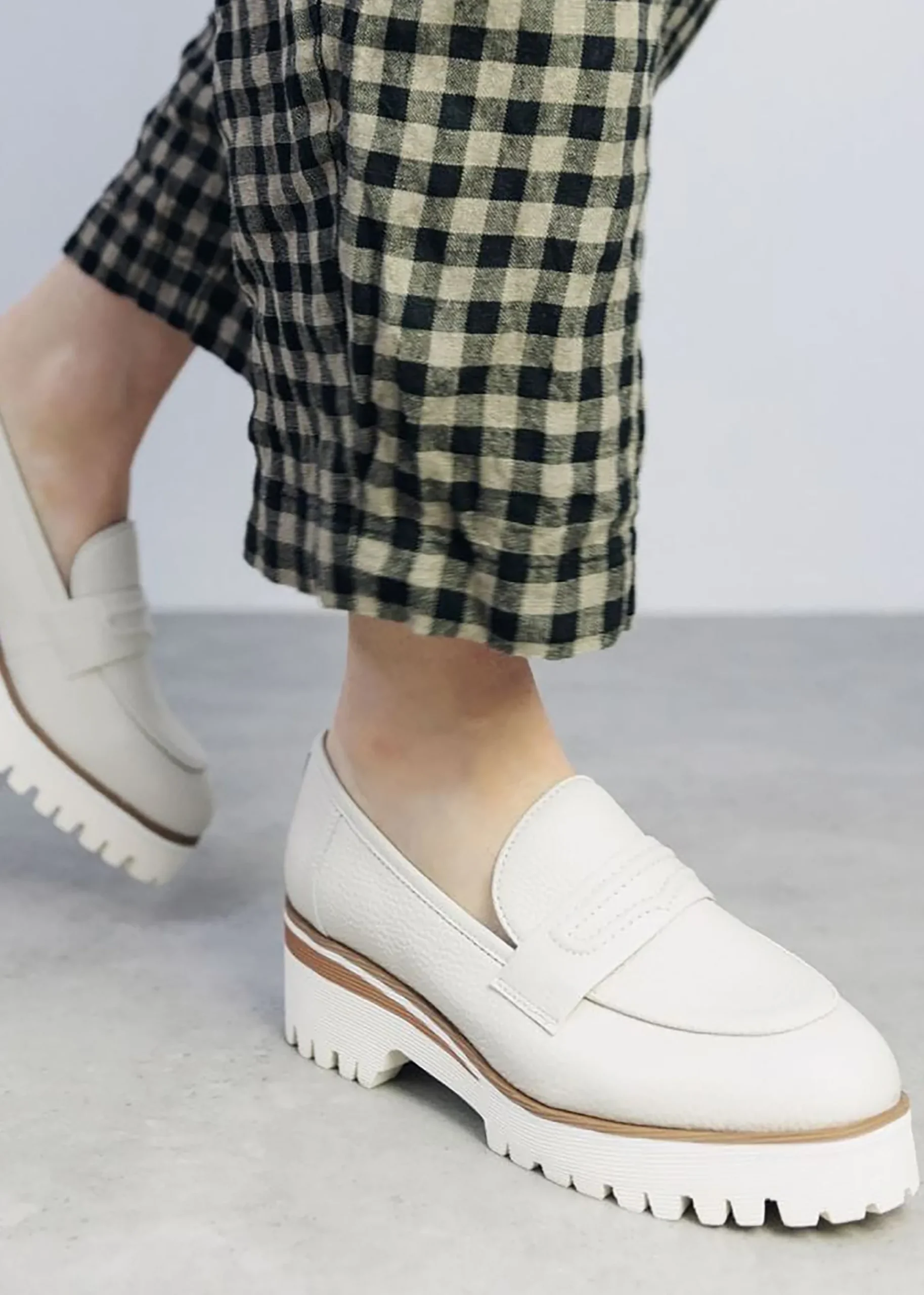 Ebonee Off White Leather Chunky Loafers