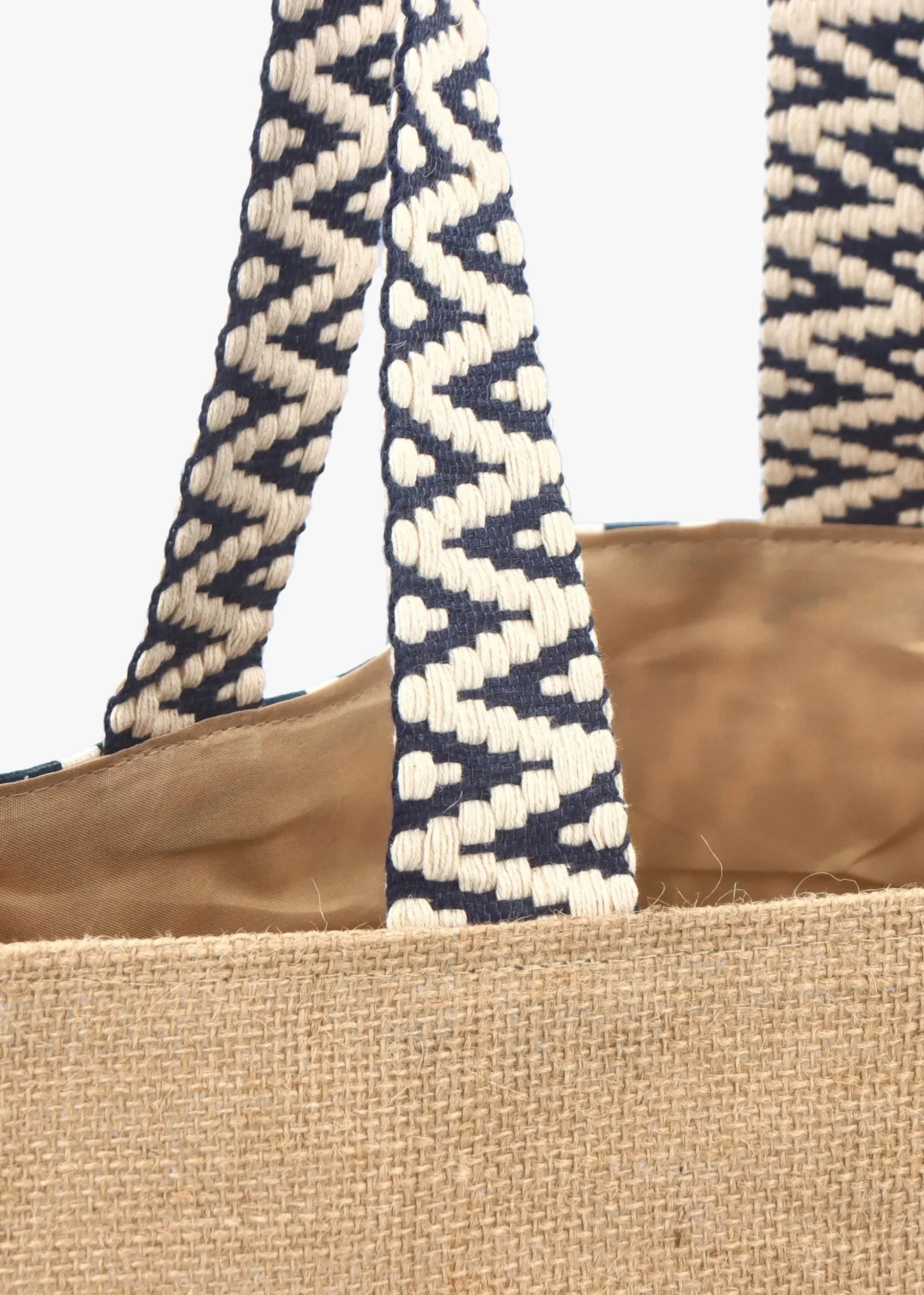 Ecru & Blue Jute Woven Shopper Bag