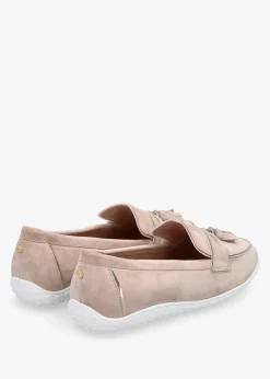 Elinia Beige Suede Tassel Loafers