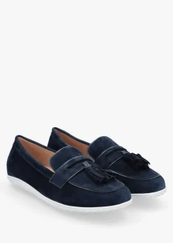 Elinia Navy Suede Tassel Loafers