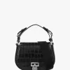 Embossed Tanner Medium Black Leather Cross-Body Bag