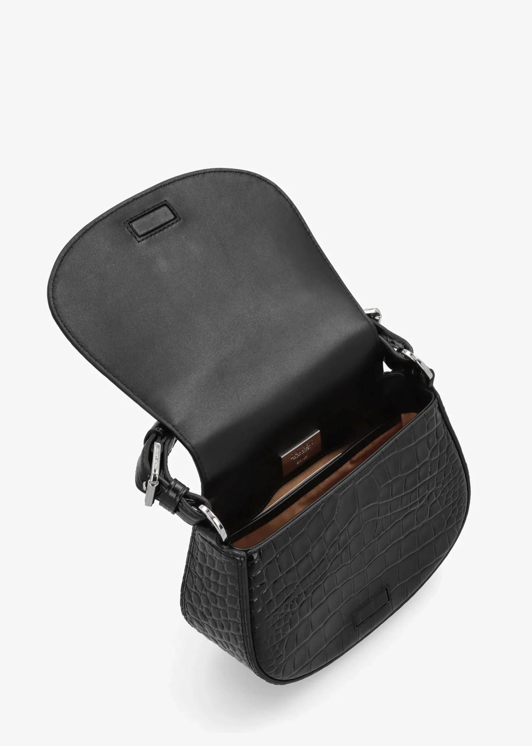 Embossed Tanner Medium Black Leather Cross-Body Bag