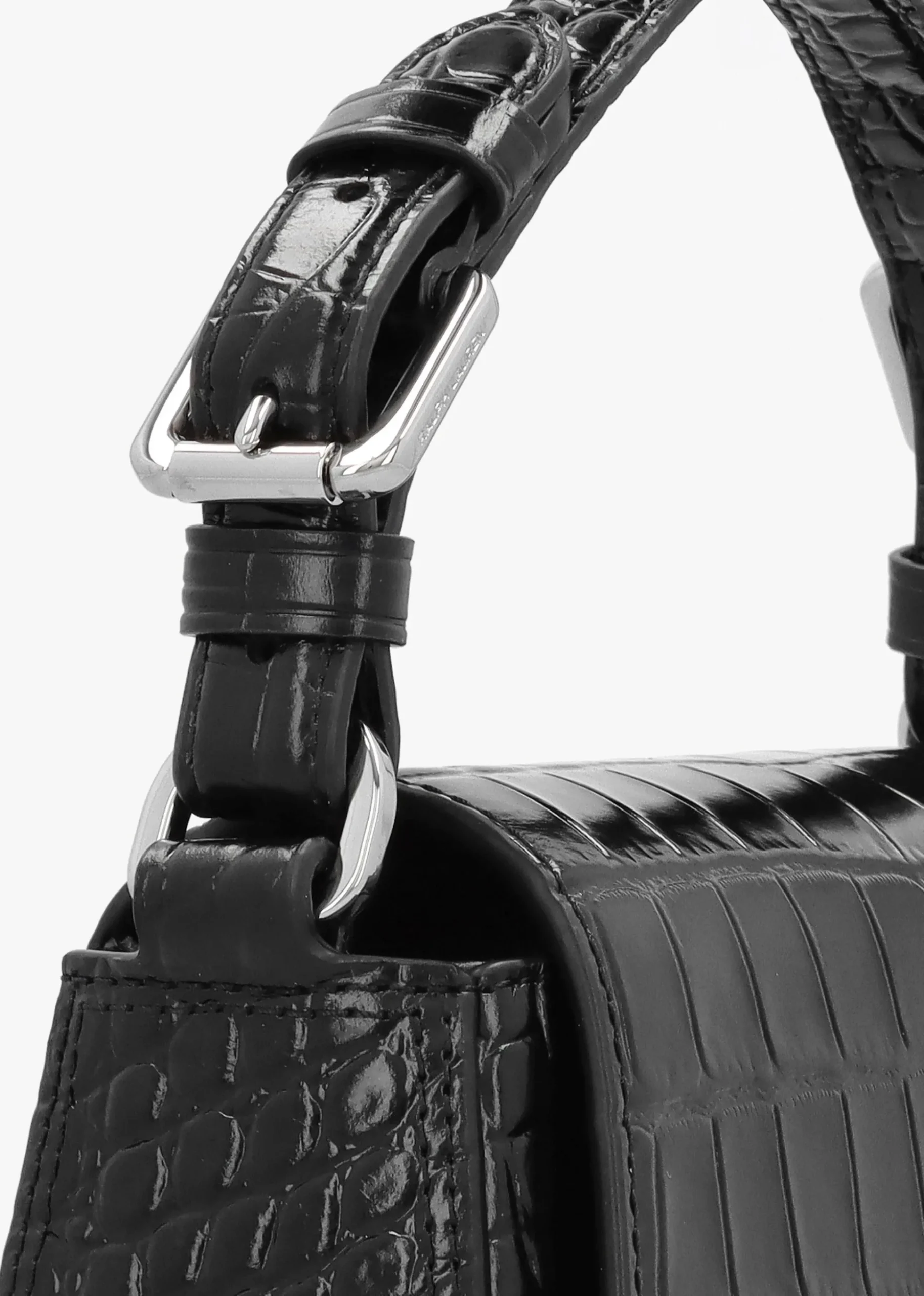 Embossed Tanner Medium Black Leather Cross-Body Bag