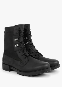 Emelie II Lace Black Leather Tall Ankle Boots