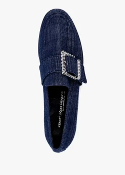 Emma Indigo Denim Buckle Loafers