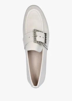 Emma Silver Grey Leather Buckle Loafers
