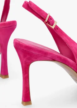 Enjoy Fuchsia Suede Mid Heel Sling Back Court Shoes