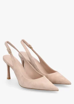 Enjoy Nude Suede Mid Heel Sling Back Court Shoes