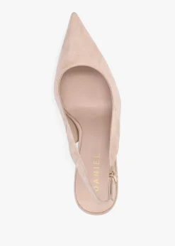 Enjoy Nude Suede Mid Heel Sling Back Court Shoes