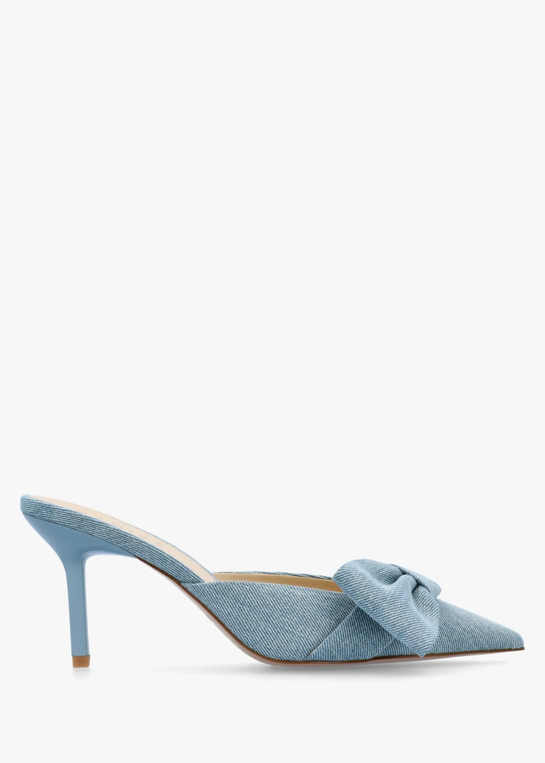 Erose Denim Bow Heel Mules