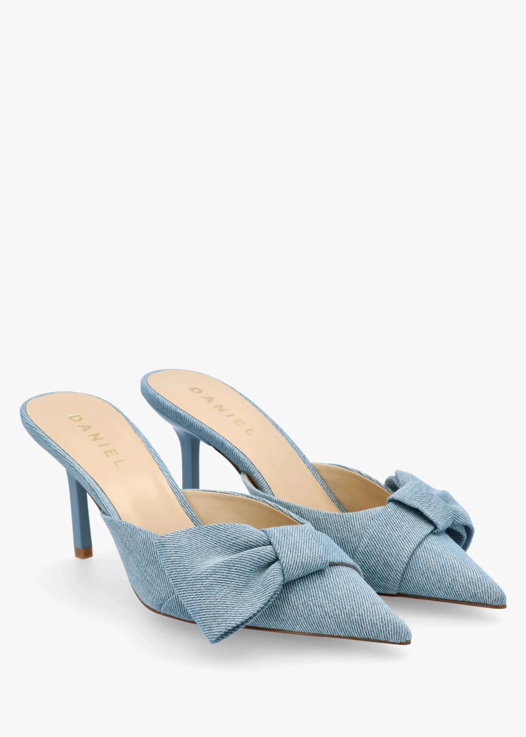 Erose Denim Bow Heel Mules