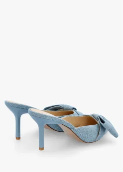 Erose Denim Bow Heel Mules