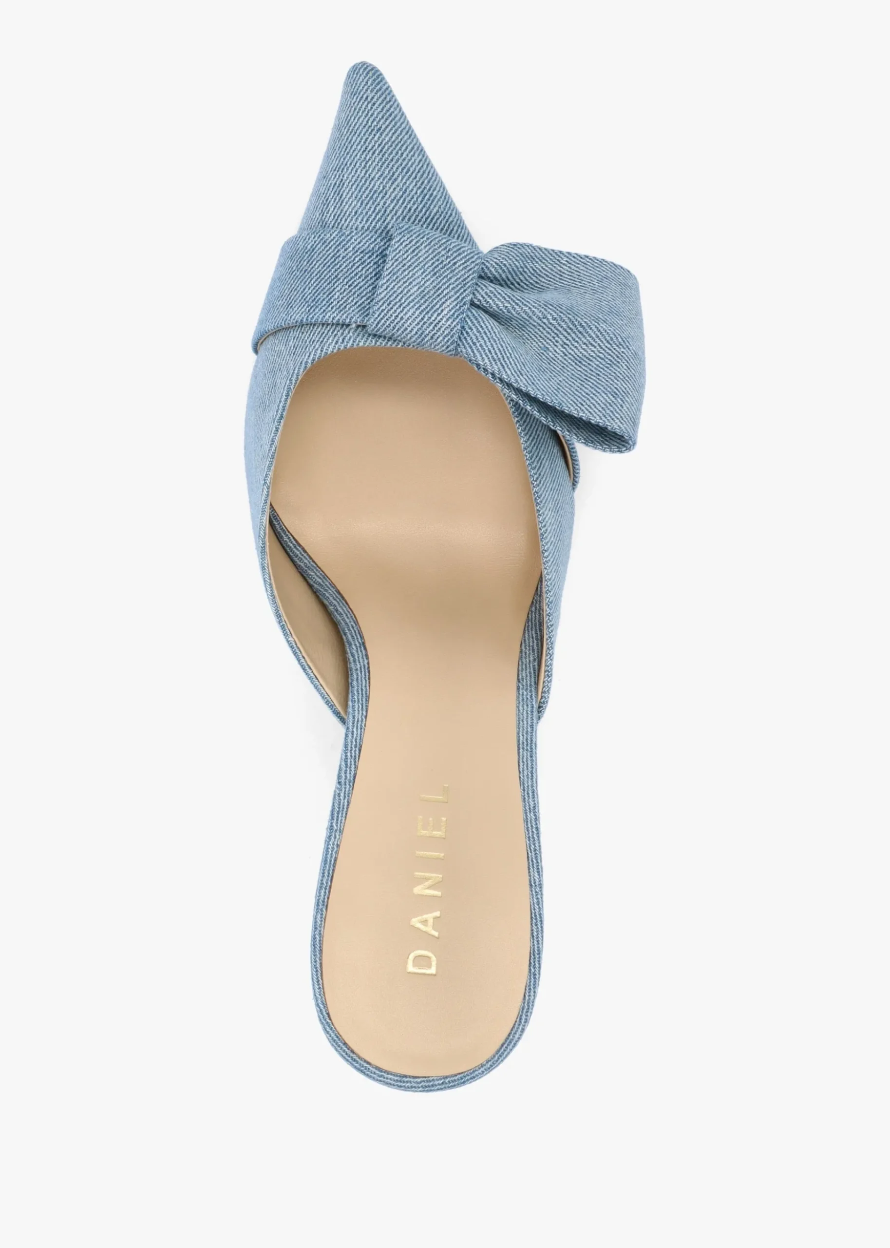 Erose Denim Bow Heel Mules