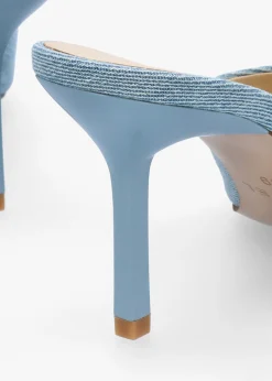 Erose Denim Bow Heel Mules