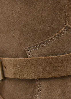 Esmena Taupe Suede Western Ankle Boots