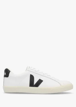 Esplar Logo Extra White Black Leather Trainers
