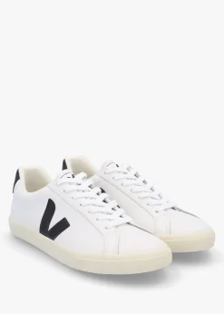 Esplar Logo Extra White Black Leather Trainers