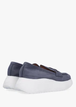 Estela Blue Nubuck Leather Chunky Loafers