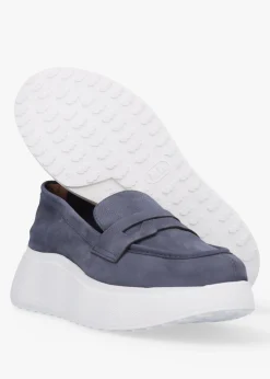 Estela Blue Nubuck Leather Chunky Loafers