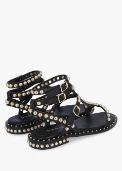 Eternal Black Leather Studded Gladiator Sandals