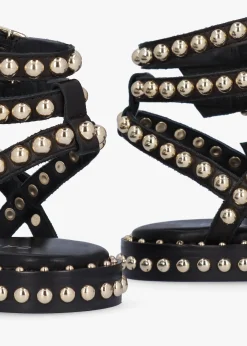 Eternal Black Leather Studded Gladiator Sandals