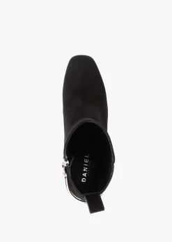 Evalena Black Suede Block Heel Ankle Boots
