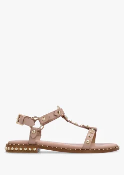 Everlast Nude Leather T Bar Studded Sandals