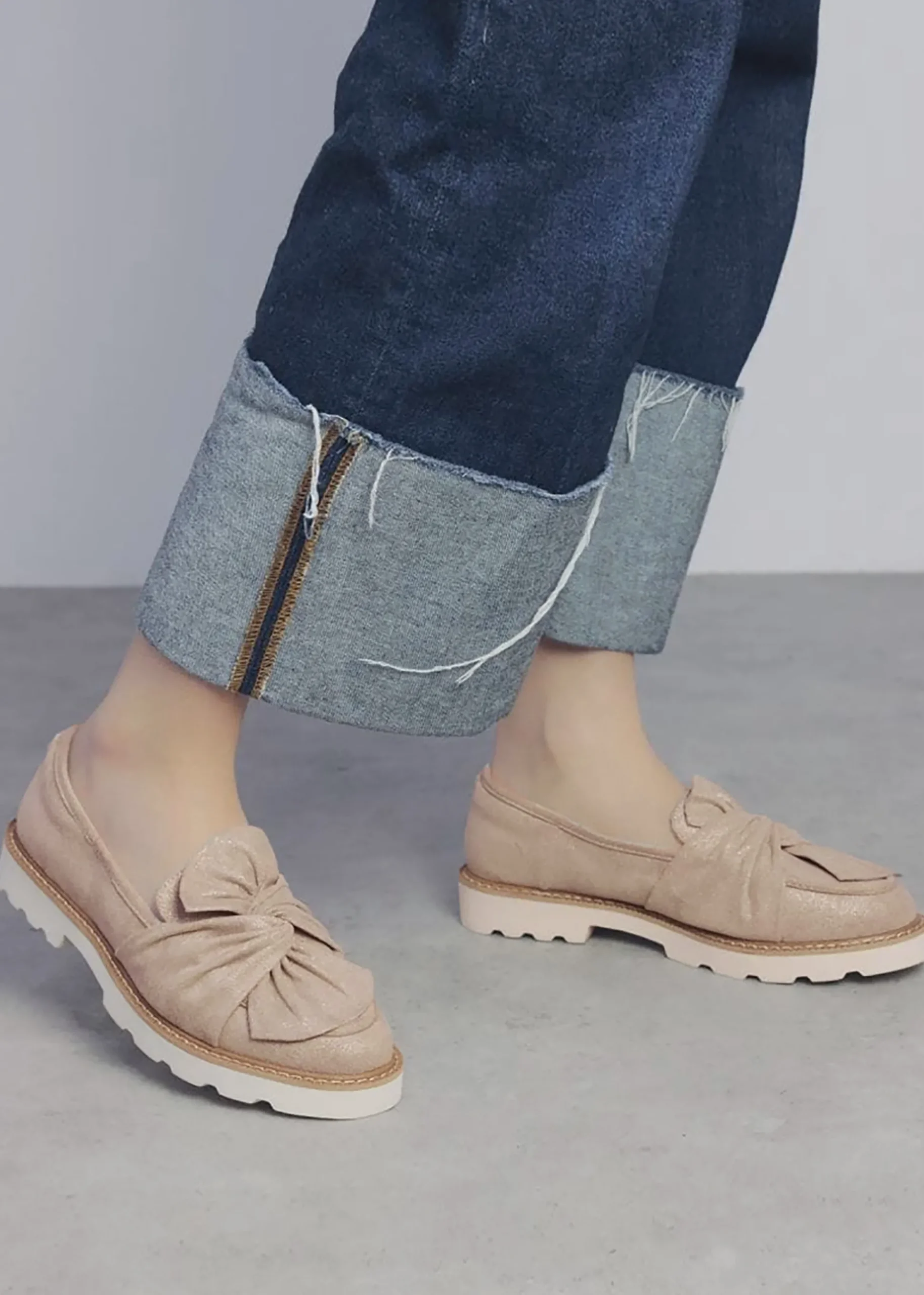 Eves Beige Textile Loafers