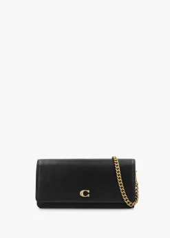 Evie Black Leather Wallet On A Chain Bag