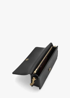 Evie Black Leather Wallet On A Chain Bag