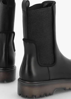 Ezzie Black Leather Tall Chelsea Boots