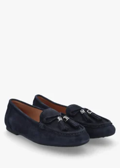 Famina Navy Suede Tassel Loafers