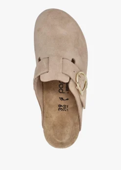 Fanny Ring Buckle Warm Sand Nubuck Wedge Mules