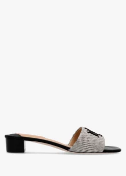 Fay Logo Black Low Heel Mules