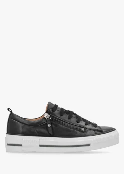 Filician Black Leather Side Zip Trainers