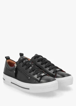 Filician Black Leather Side Zip Trainers