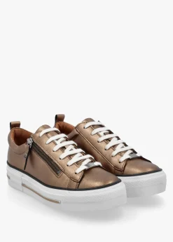 Filician Gold Leather Side Zip Trainers