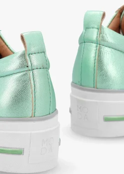 Filician Mint Metallic Leather Side Zip Trainers
