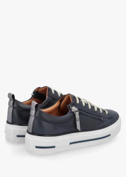 Filician Navy Leather Side Zip Trainers