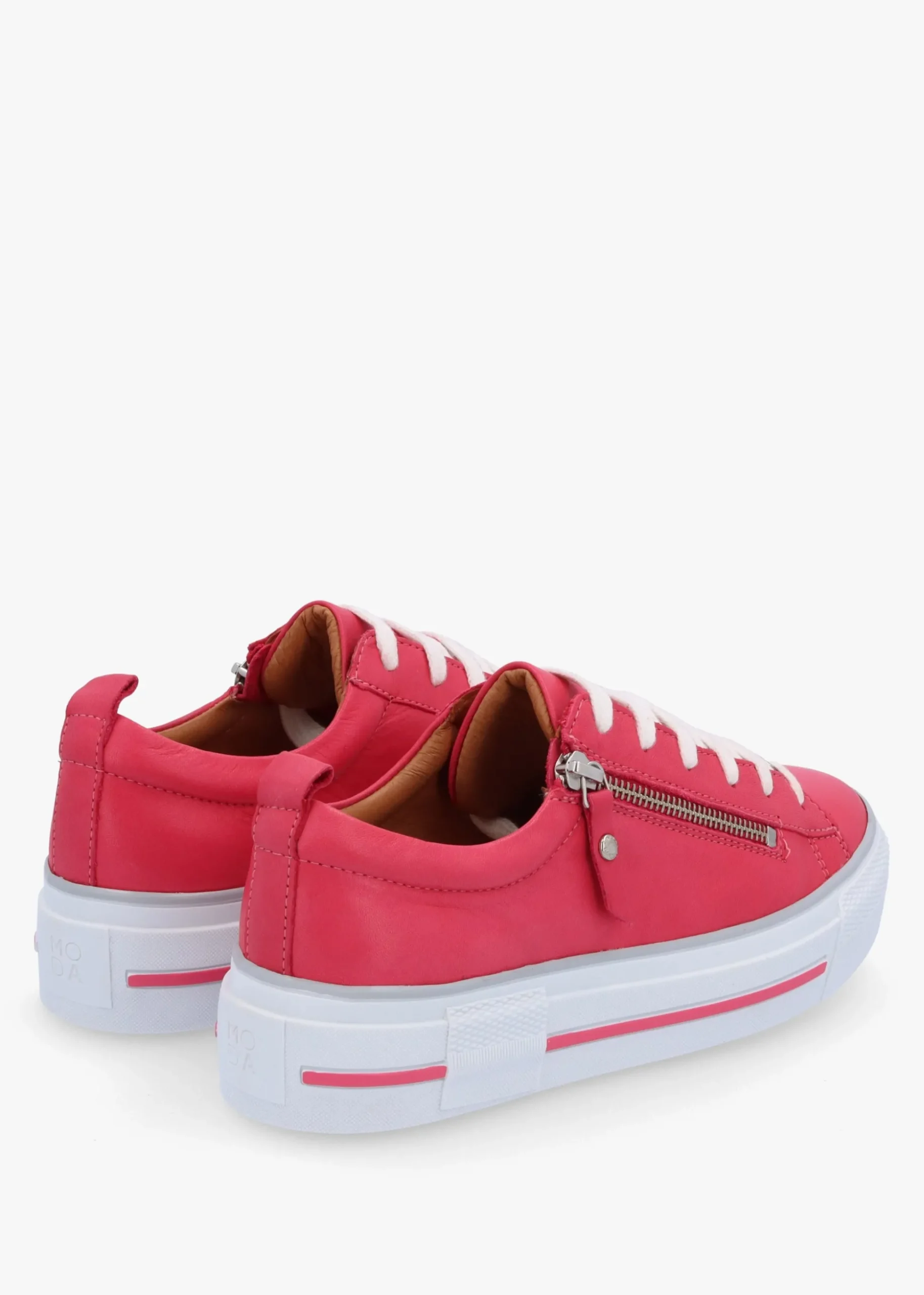 Filician Raspberry Leather Side Zip Trainers