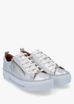 Filician Silver Metallic Leather Side Zip Trainers