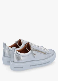 Filician Silver Metallic Leather Side Zip Trainers
