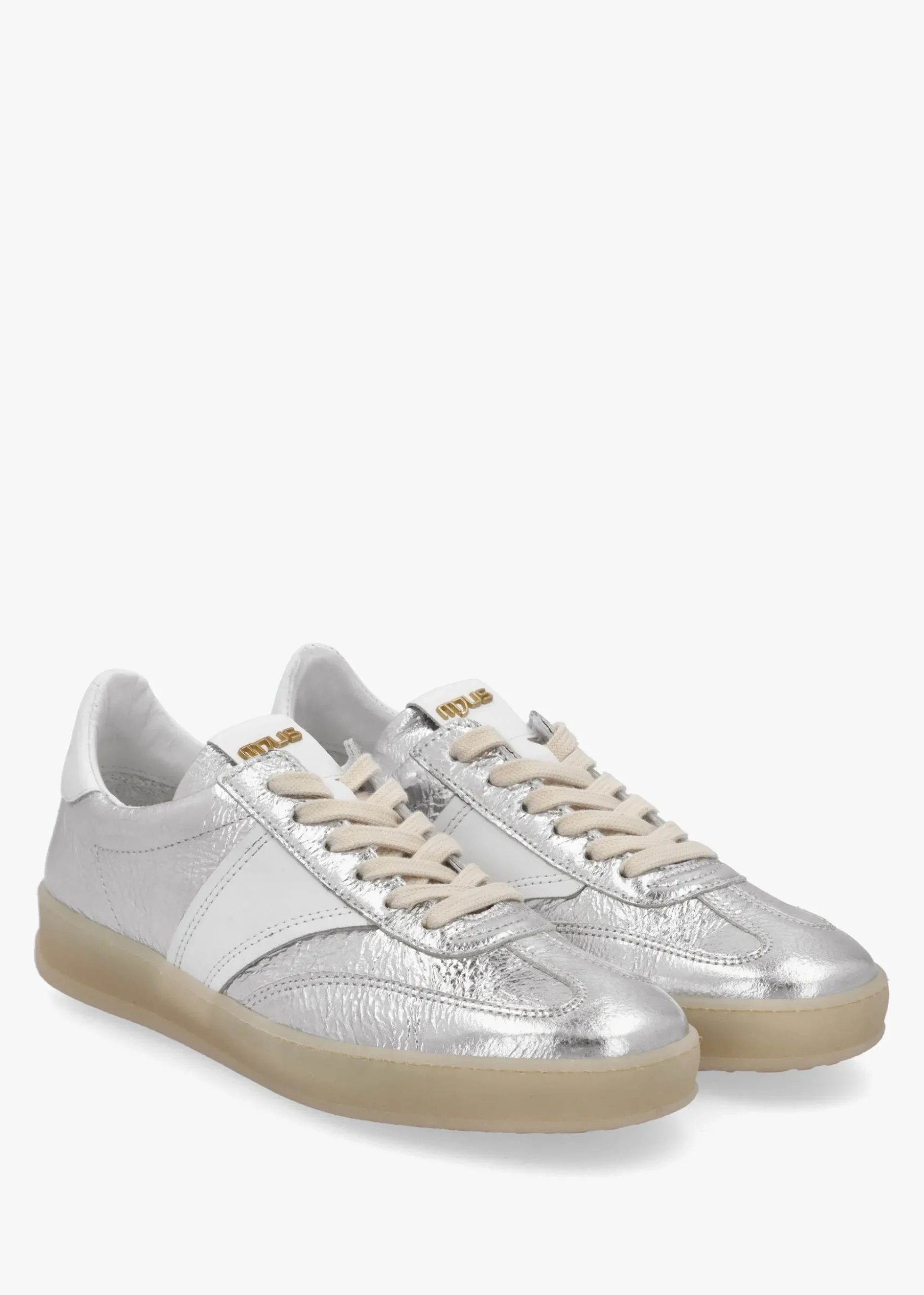 Flash Silver Metallic Leather Trainers